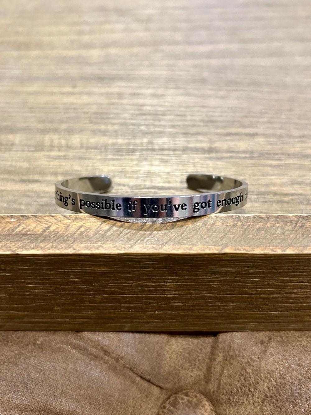 Harry Potter Silver Engraved Cuff Bracelet